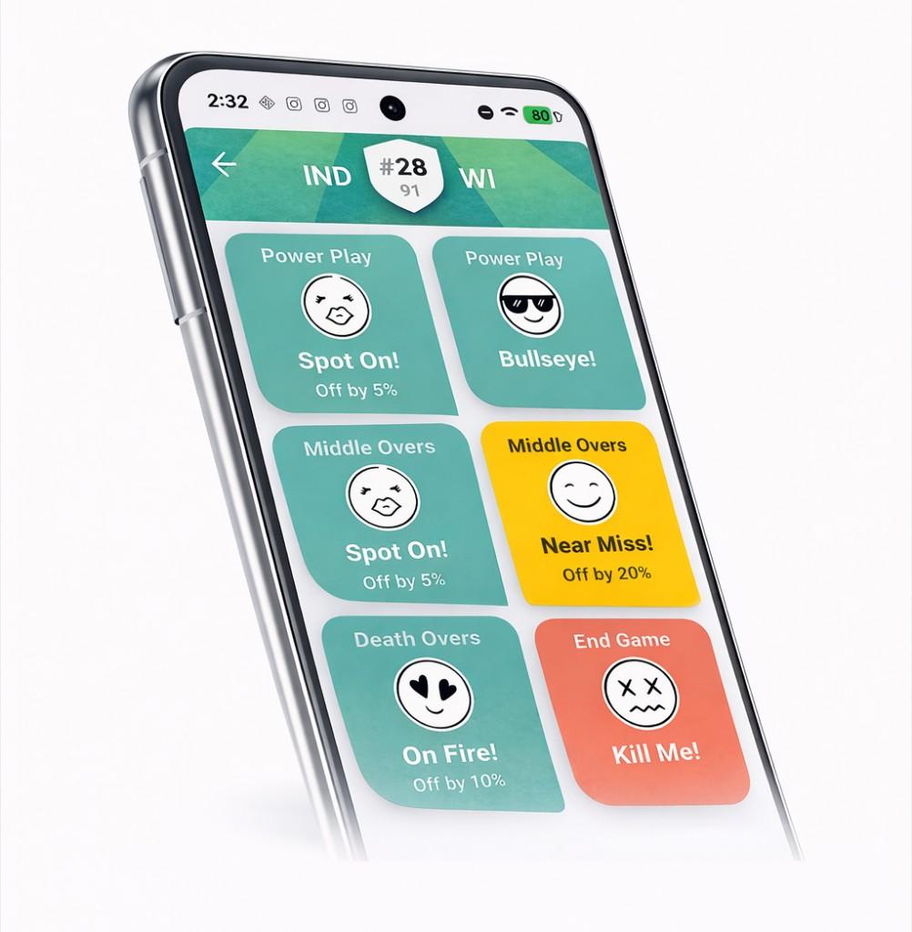 T20 GOAT app phone visual